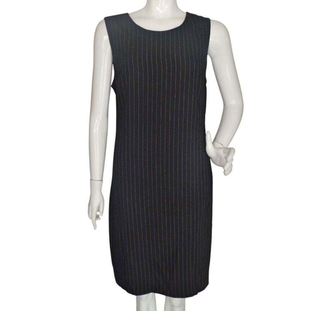 CALVIN KLEIN Dress, 14, Career, Black Pinstripe, Self Tie Side straps, Zipper